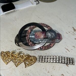 3 90s made in France barrettes Hair Clips crystal lucite